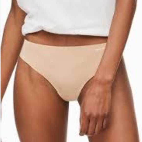 Calvin Klein nude tan laser cut women's thong underwear - Picture 2 of 8